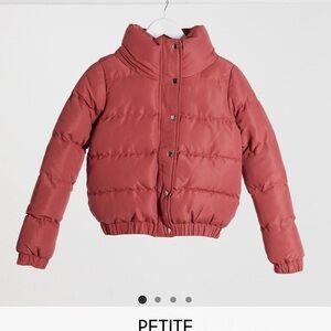 Red Quilted Jacket with Snap Button